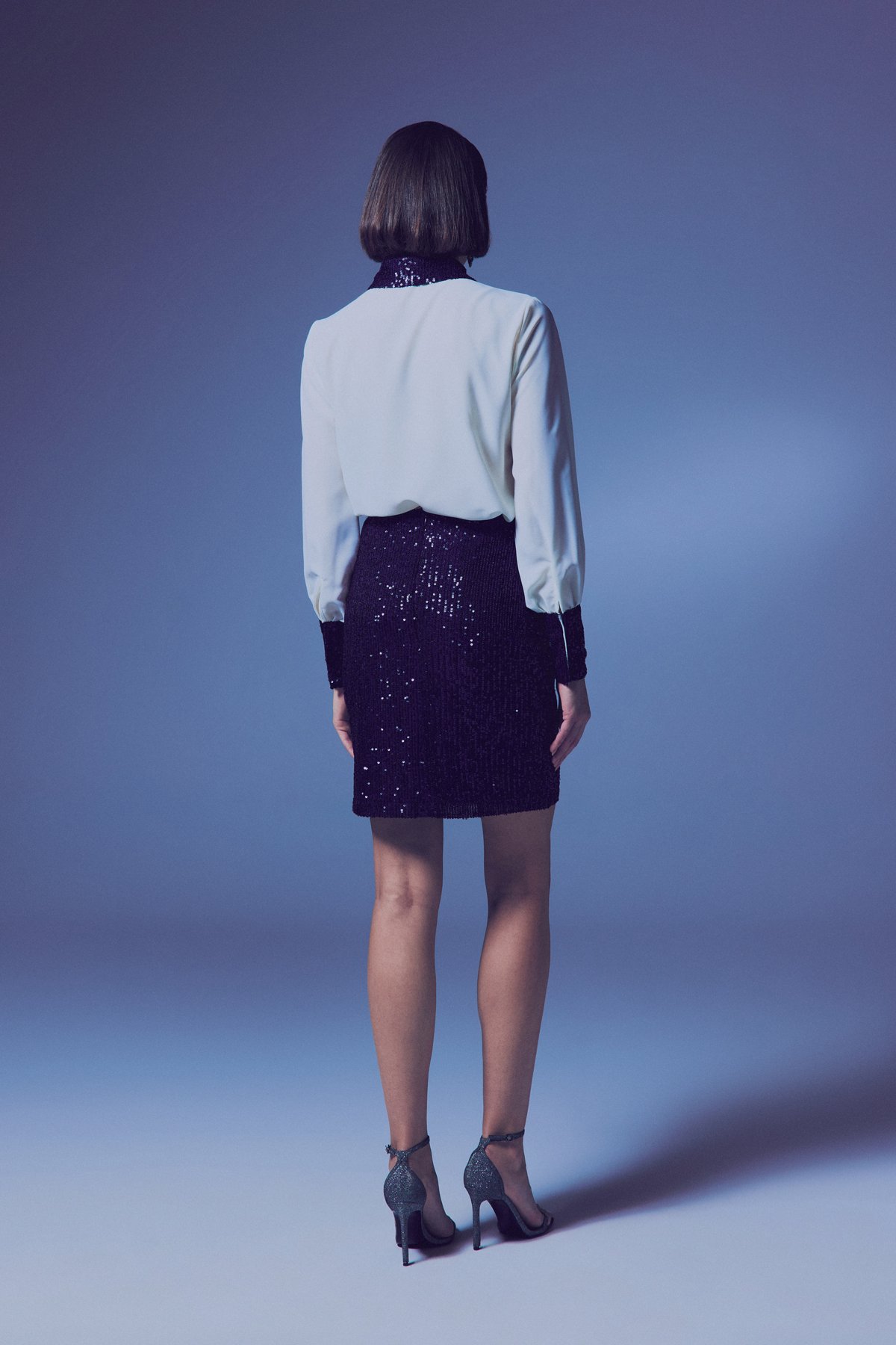 Sequined Mini Skirt - Blue