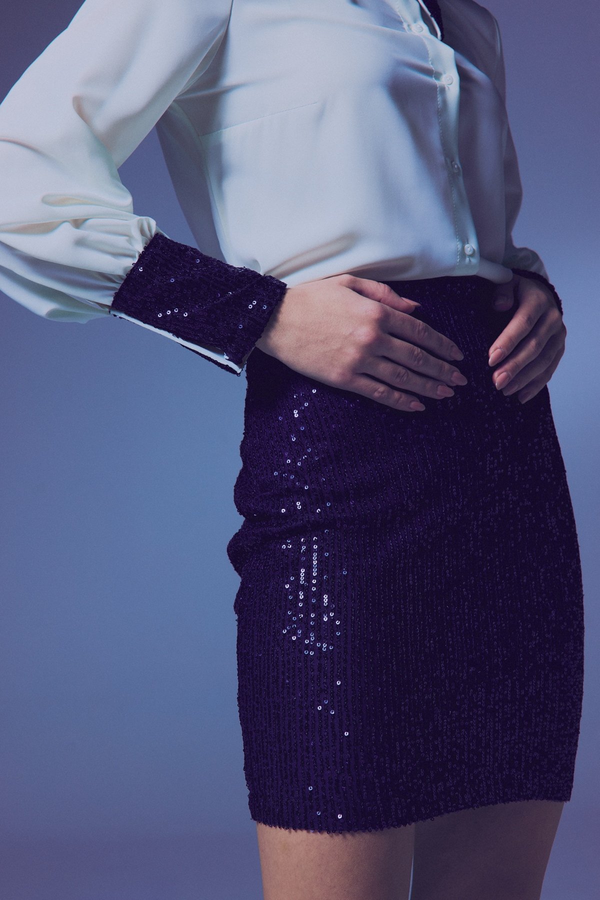 Sequined Mini Skirt - Blue
