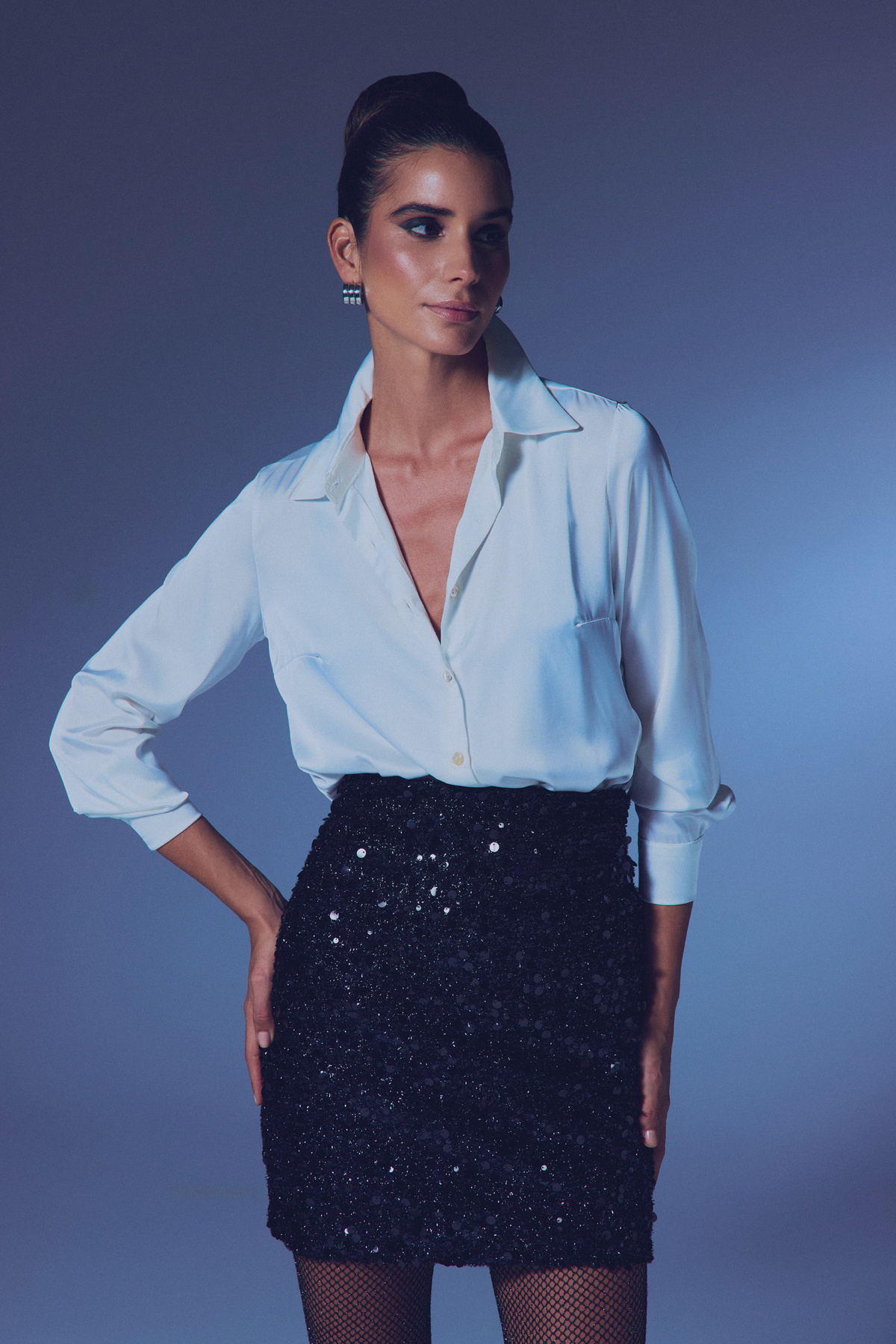 Payetli Mini Etek - SİYAH