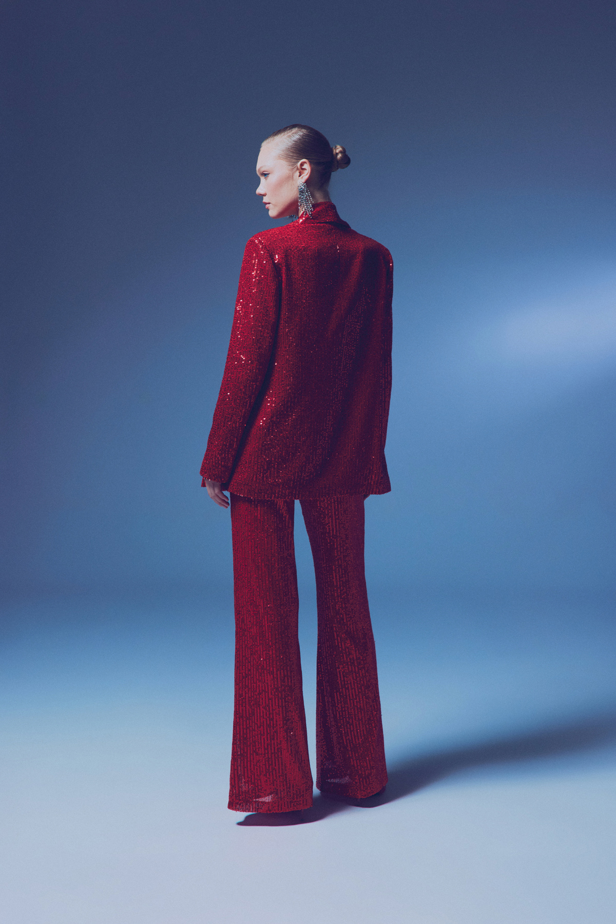 Payetli Salaş Ceket - KIRMIZI