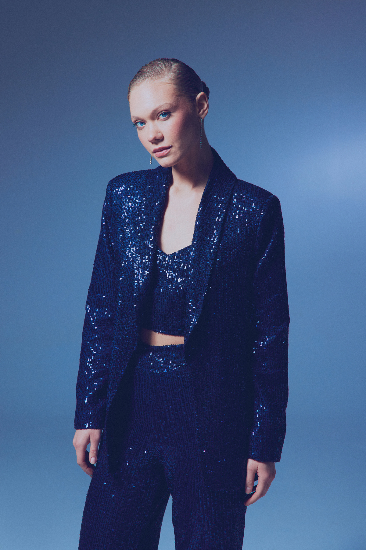 Payetli Salaş Ceket - LACİVERT