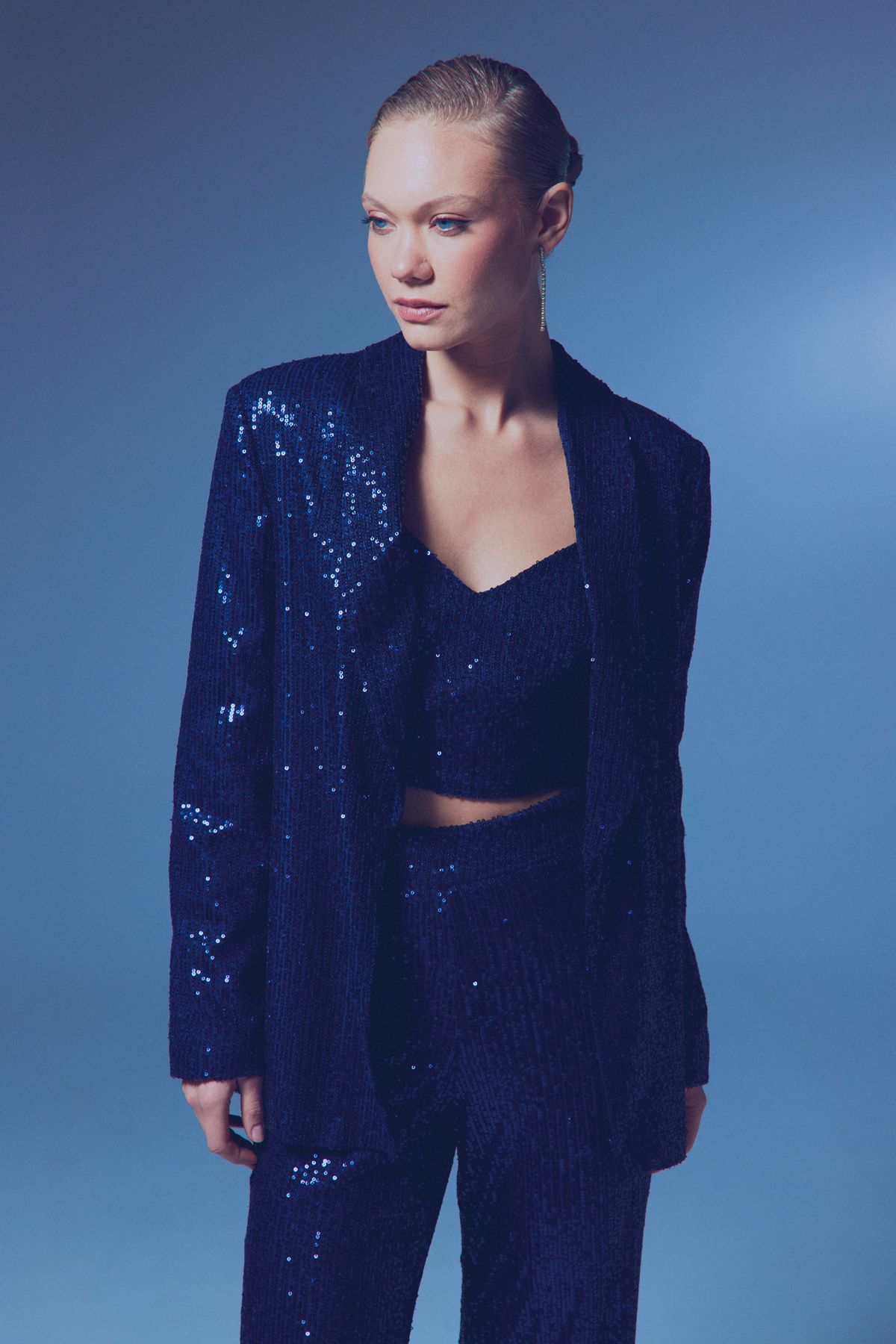 Payetli Salaş Ceket - LACİVERT