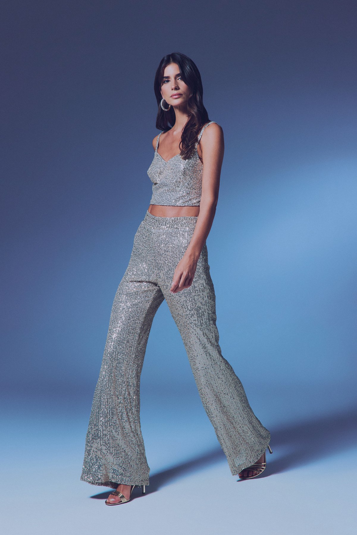 Payetli Salaş Pantolon - BEJ