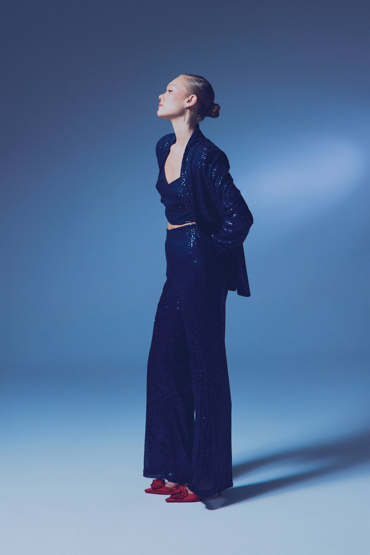 Payetli Salaş Pantolon - LACİVERT