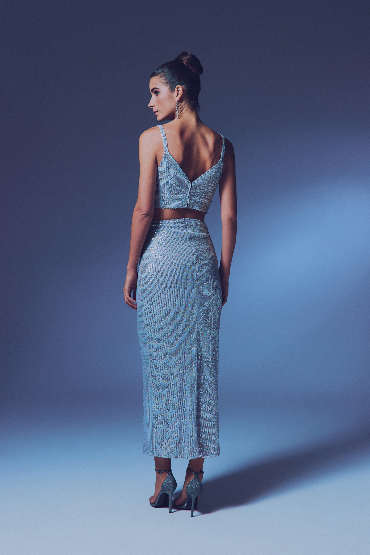 Payetli Uzun Etek - GÜMÜŞ