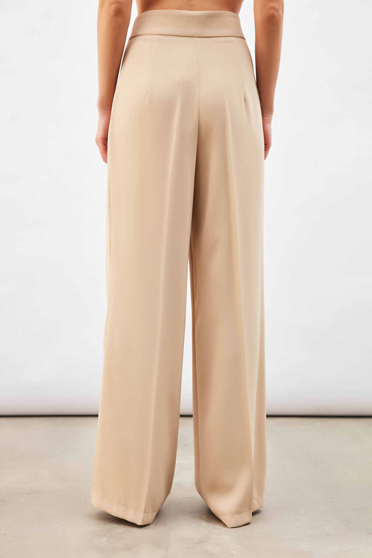 Pile Detaylı Salaş Pantolon - BEJ