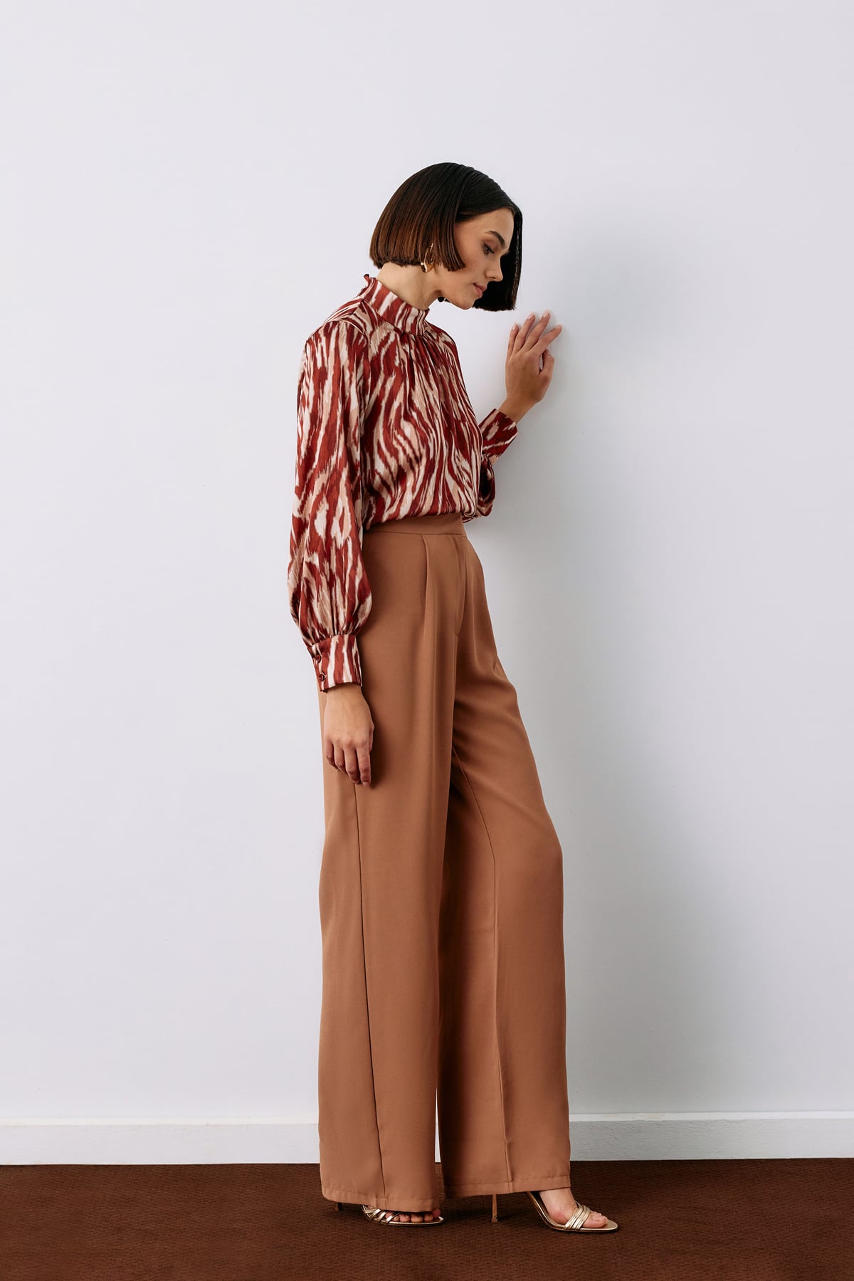 Pleated Crepe Pants - CAMEL