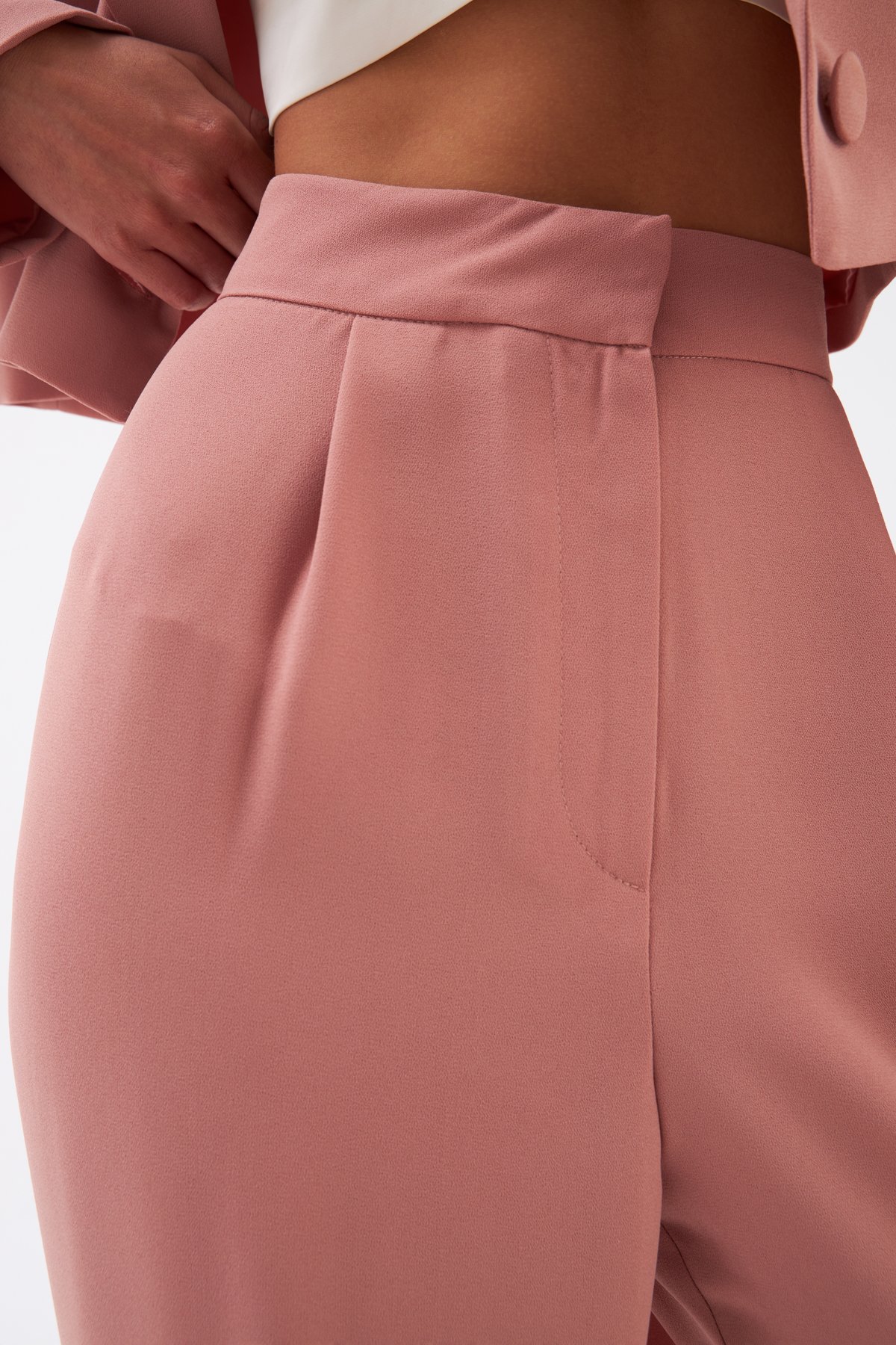 Pileli Krep Pantolon - GUL KURUSU