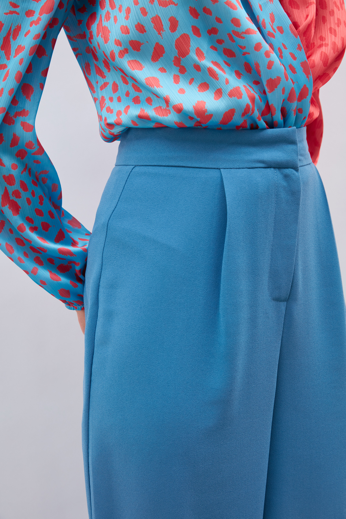 Pileli Krep Pantolon - İNDİGO