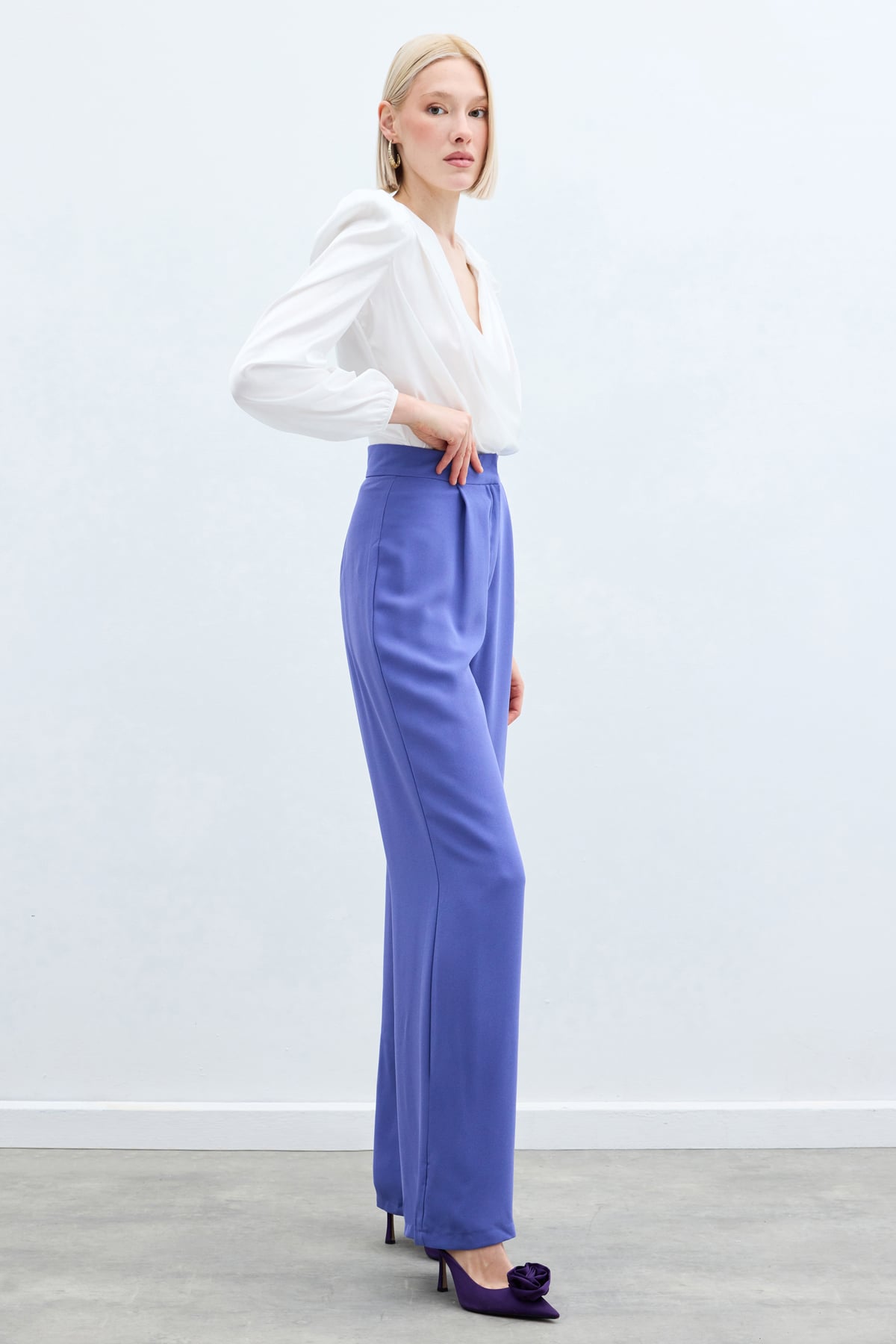 Pleated Crepe Pants - Purple