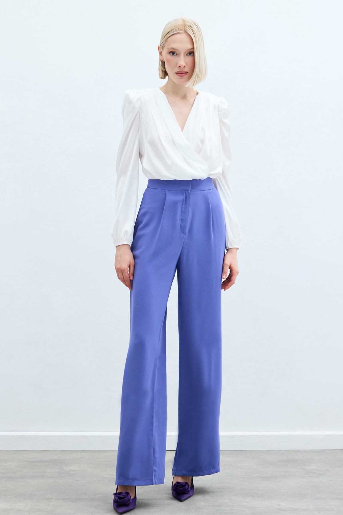 Pleated Crepe Pants - Purple