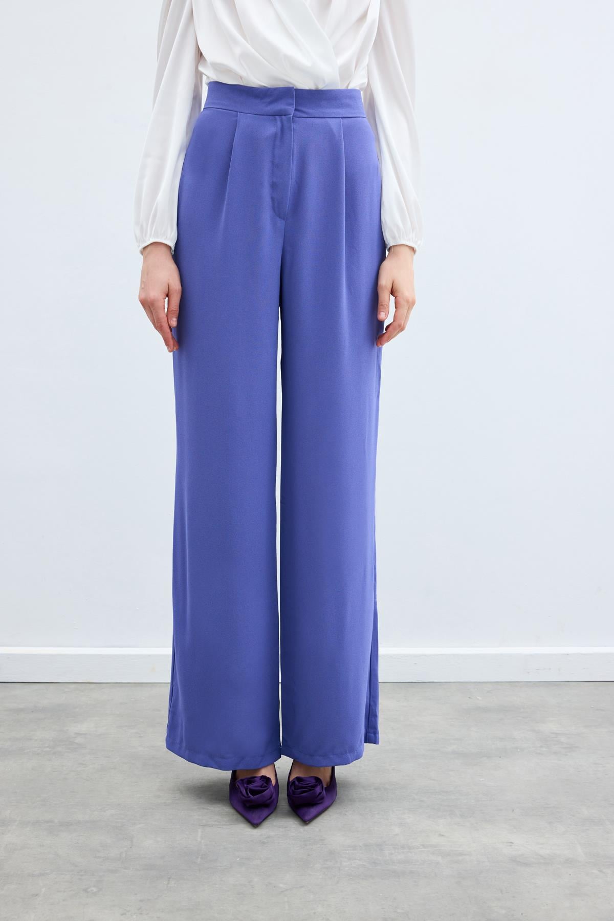 Pleated Crepe Pants - Purple