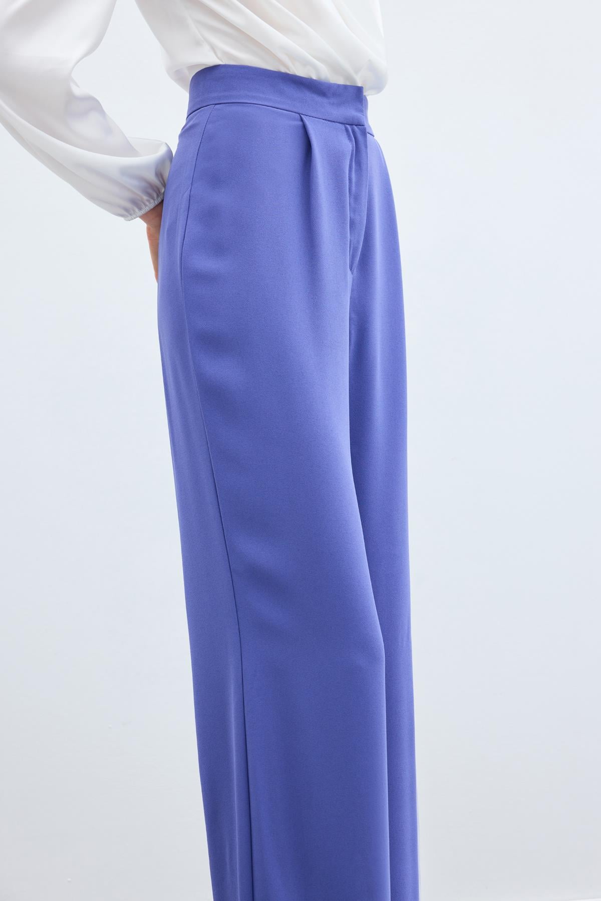 Pleated Crepe Pants - Purple
