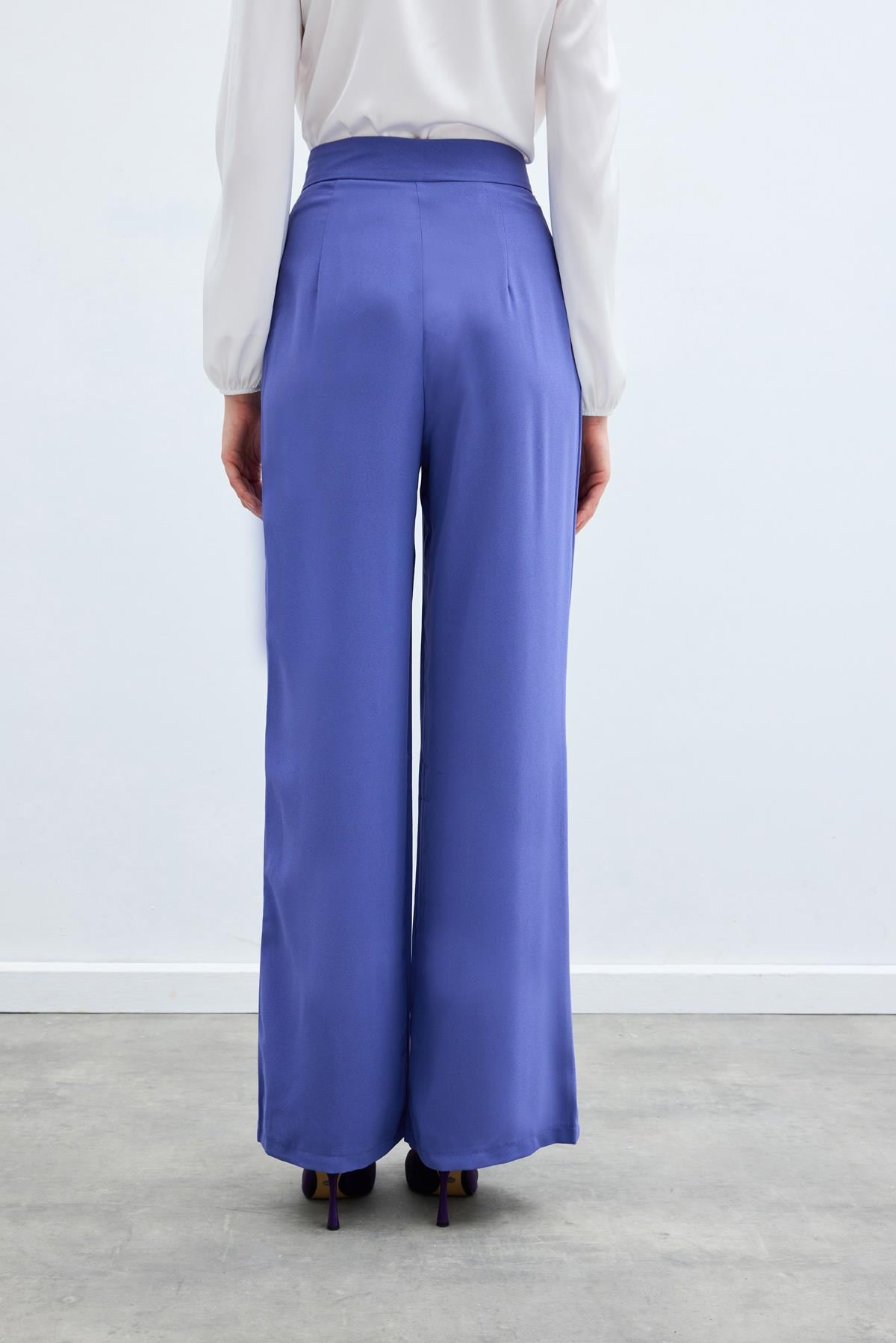 Pleated Crepe Pants - Purple