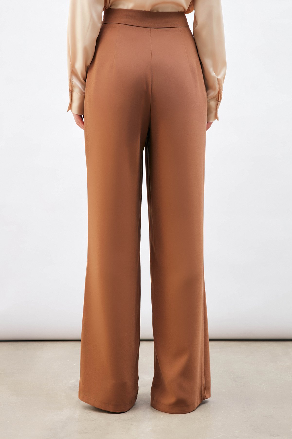 Pileli Krep Pantolon - VİZON