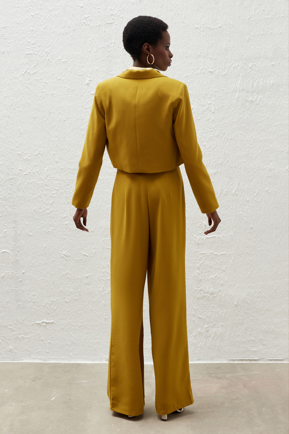 Pileli Krep Pantolon - YAĞ YEŞİLİ