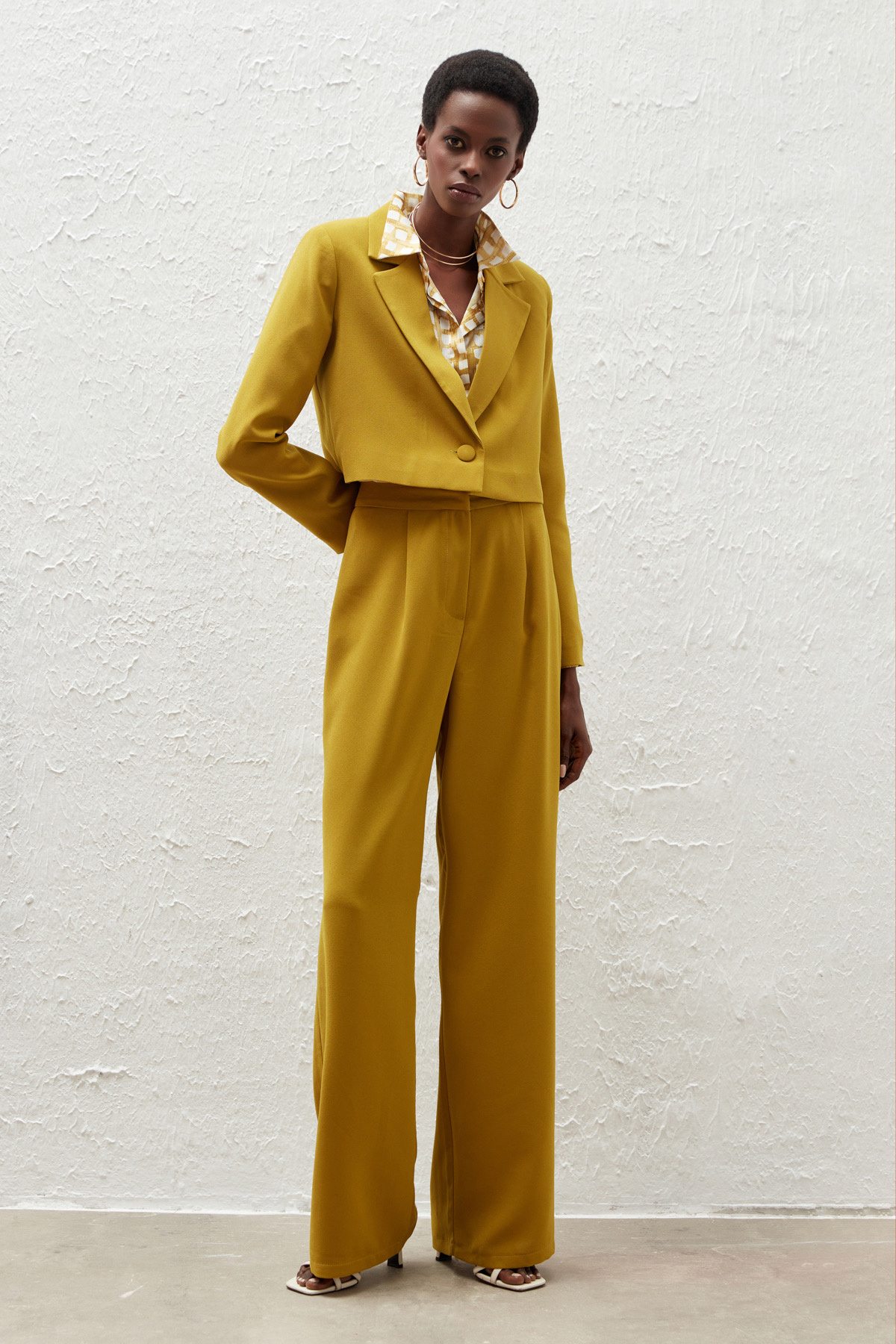 Pileli Krep Pantolon - YAĞ YEŞİLİ