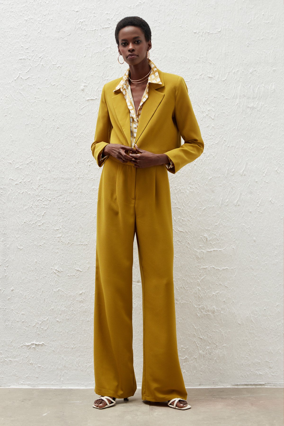 Pileli Krep Pantolon - YAĞ YEŞİLİ