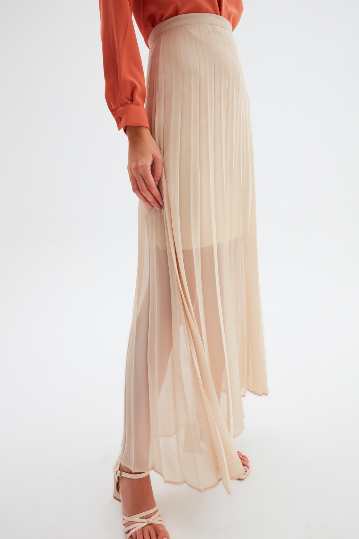 Piliseli Uzun Etek - BEJ