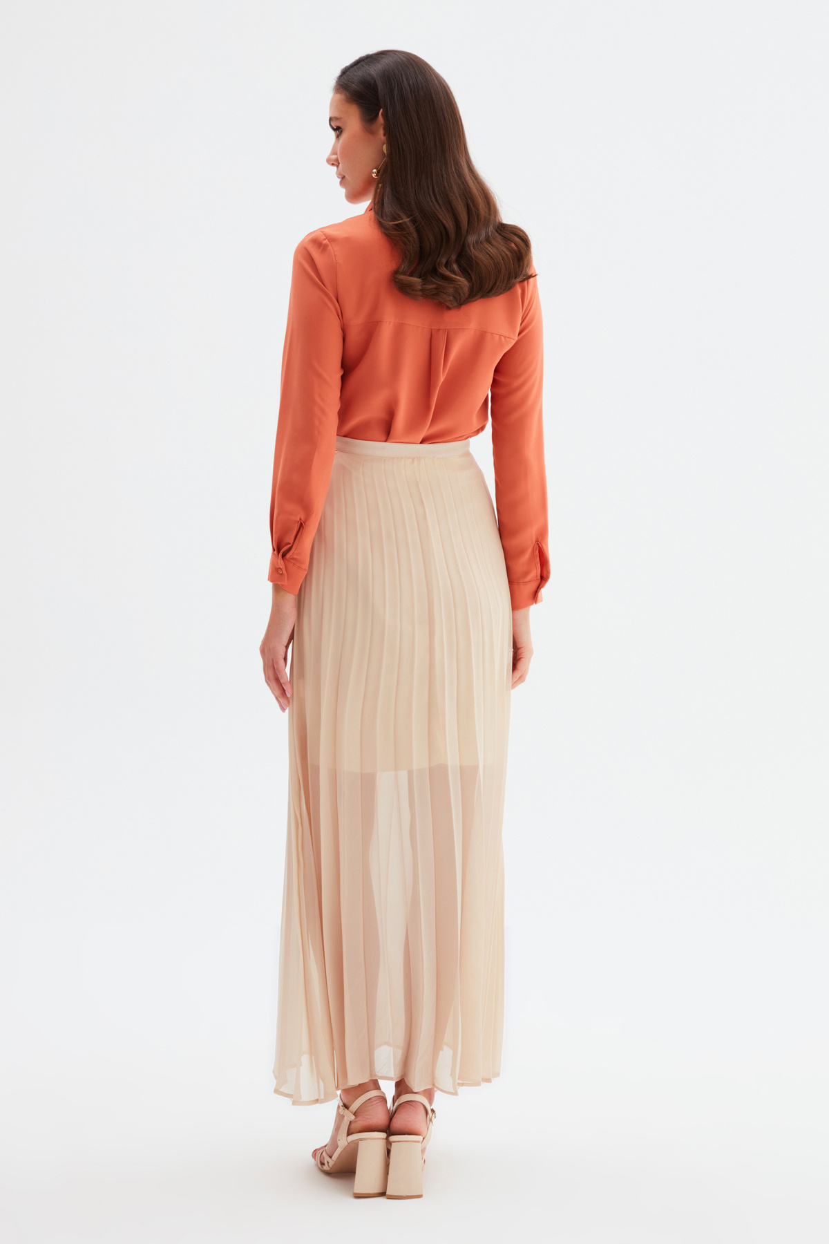 Piliseli Uzun Etek - BEJ