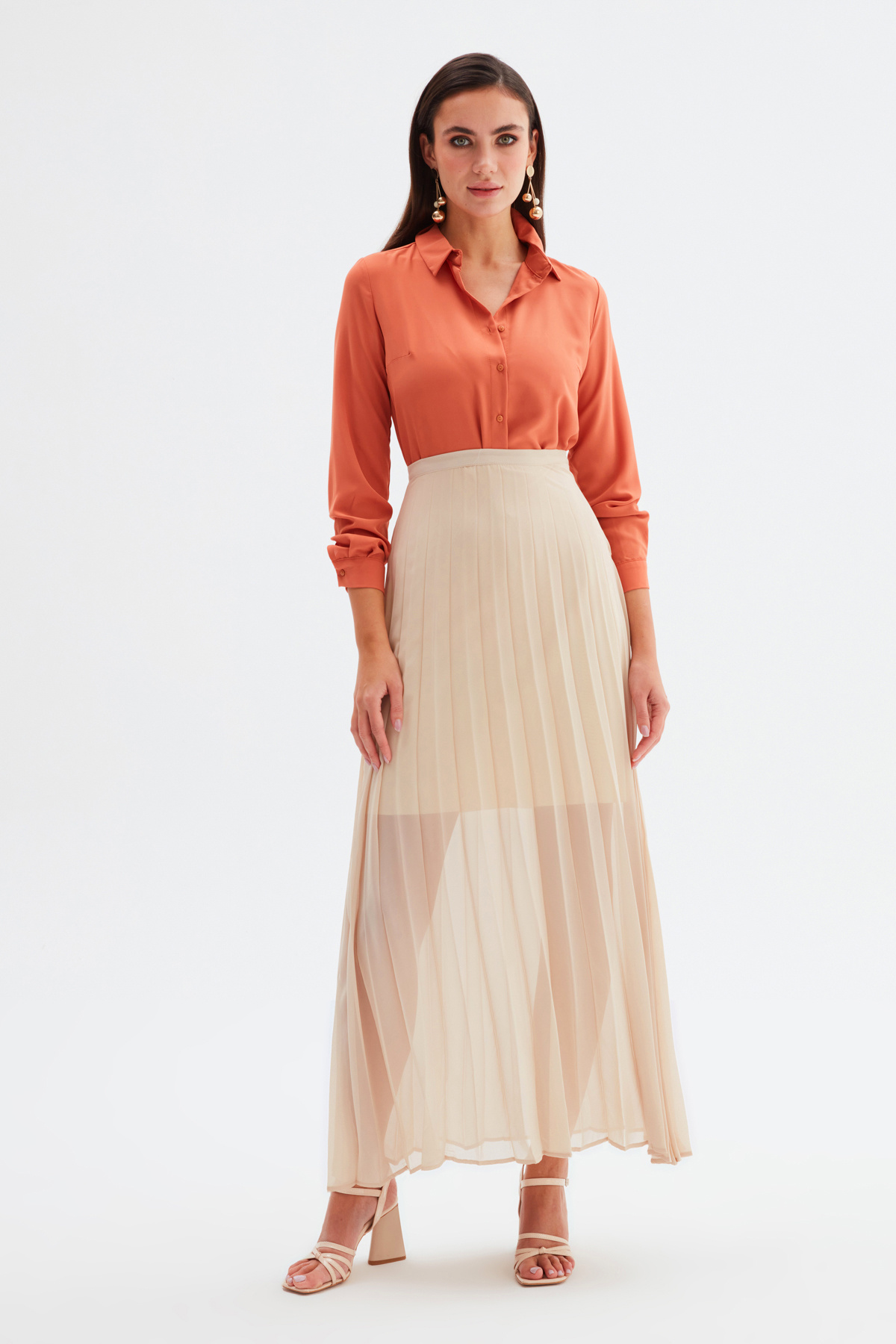 Piliseli Uzun Etek - BEJ