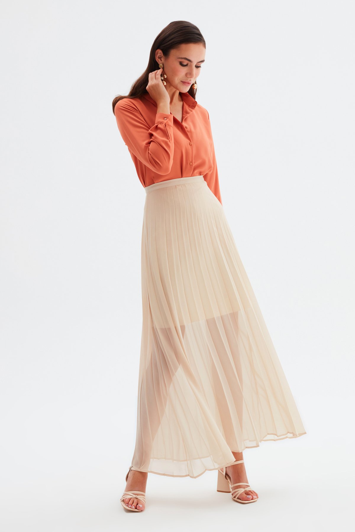 Piliseli Uzun Etek - BEJ