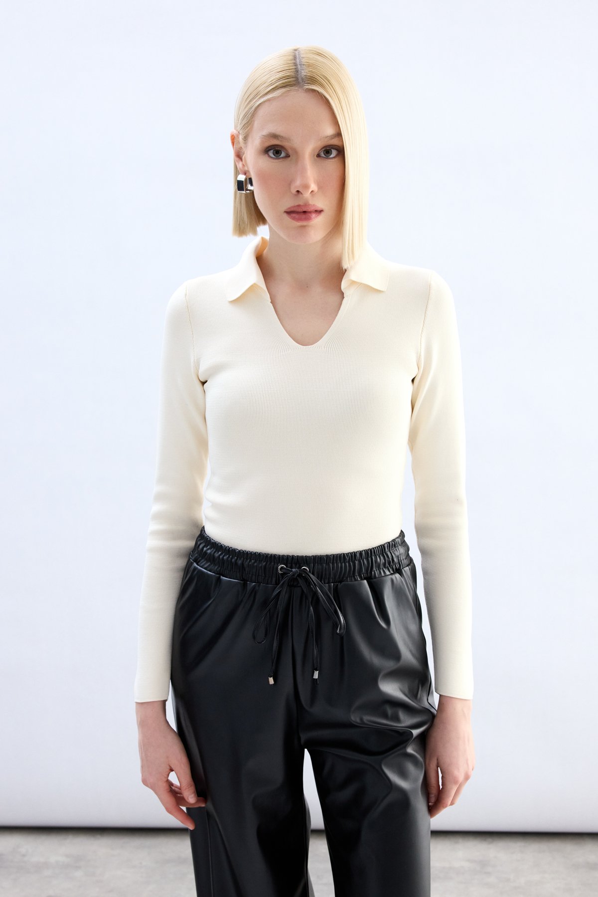 Polo Collar Knitwear - Ecru