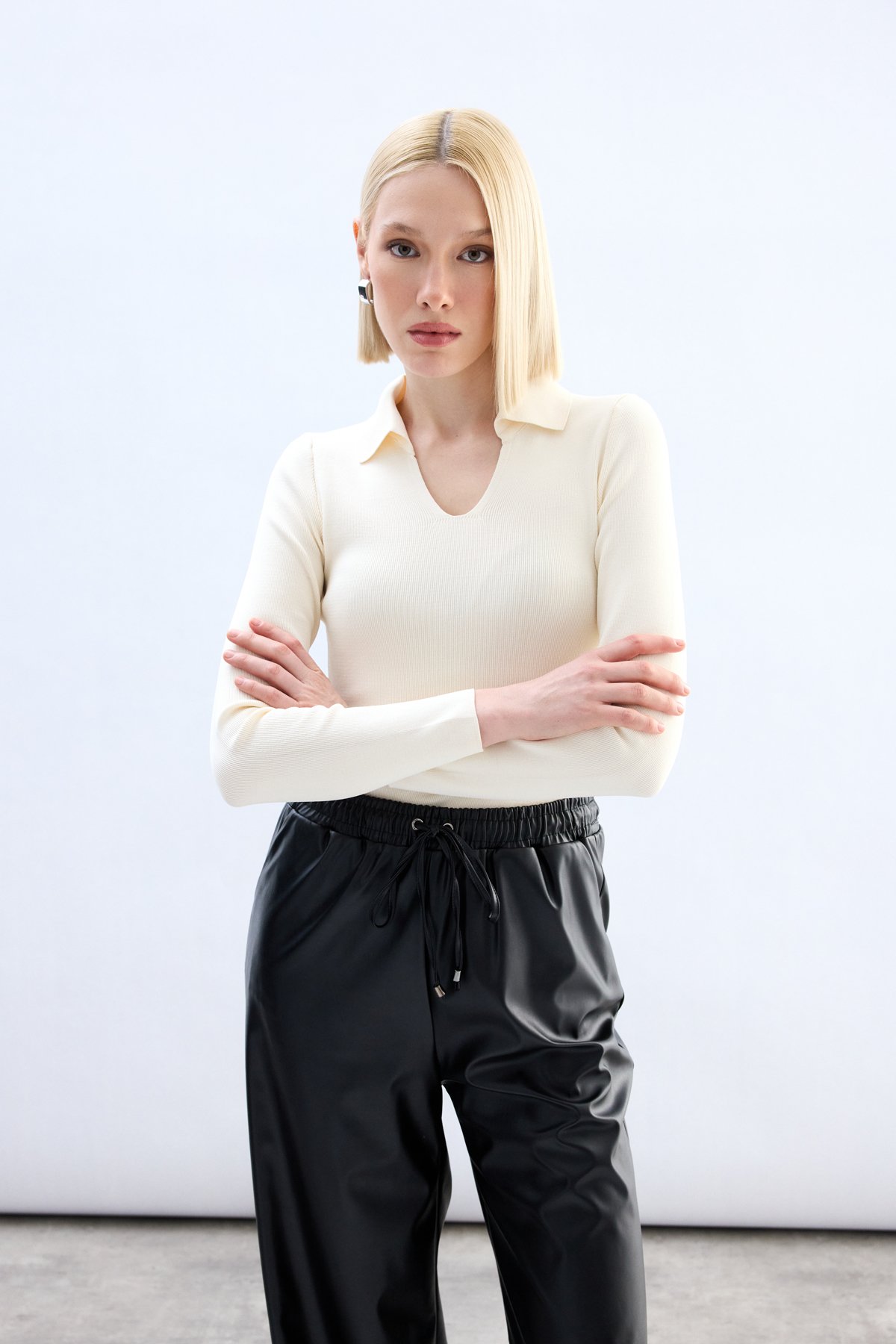 Polo Collar Knitwear - Ecru