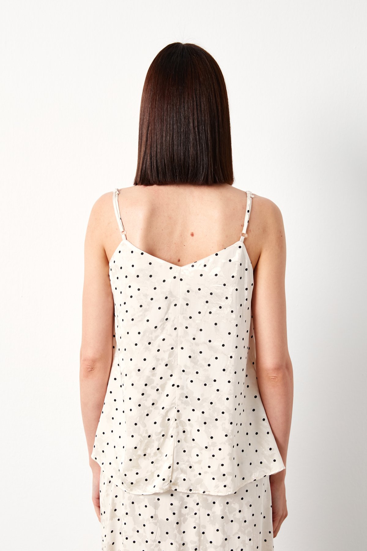 Puantiye Desenli Bluz - BEJ