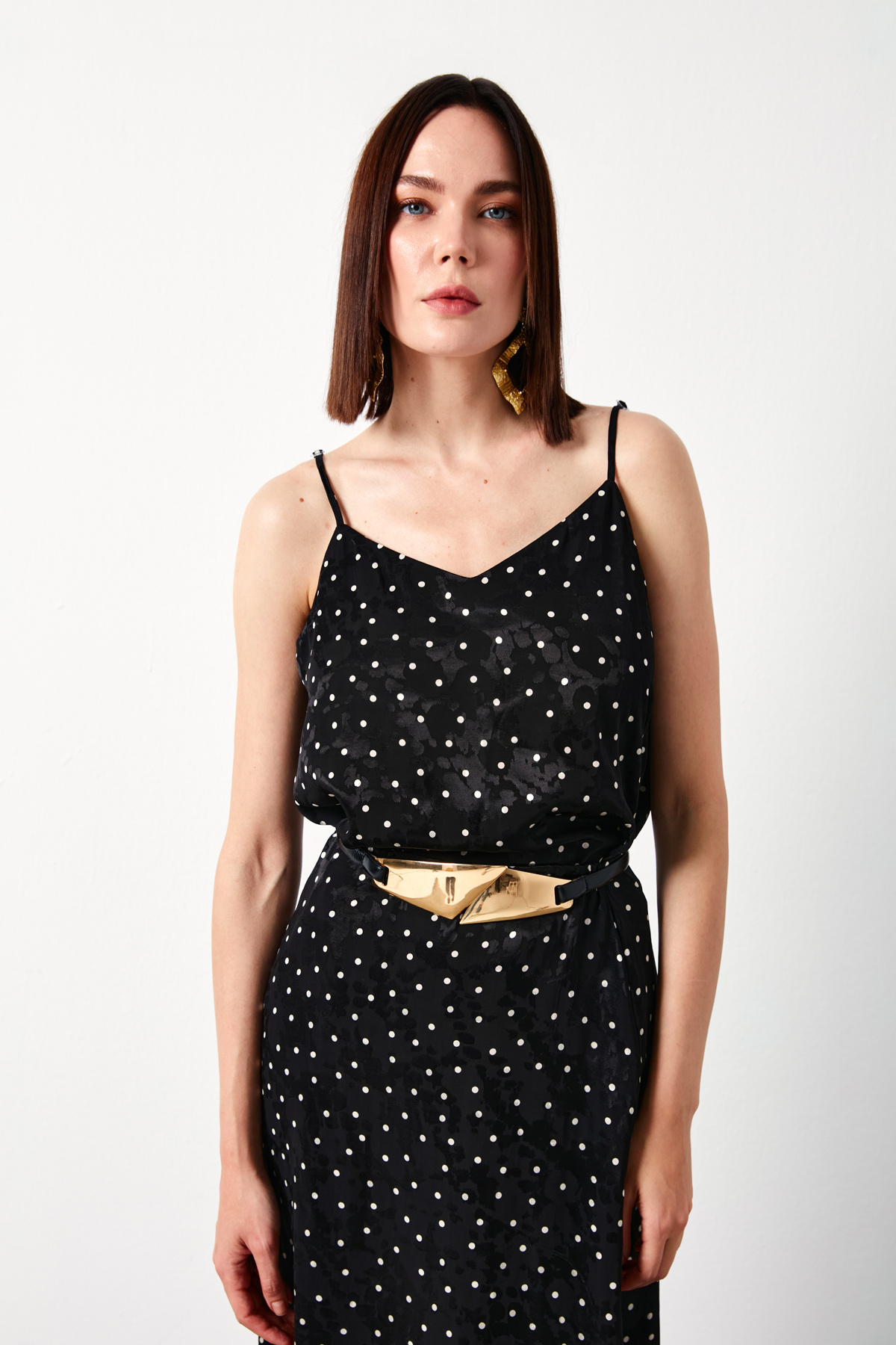 Polka Dot Patterned Blouse - BLACK