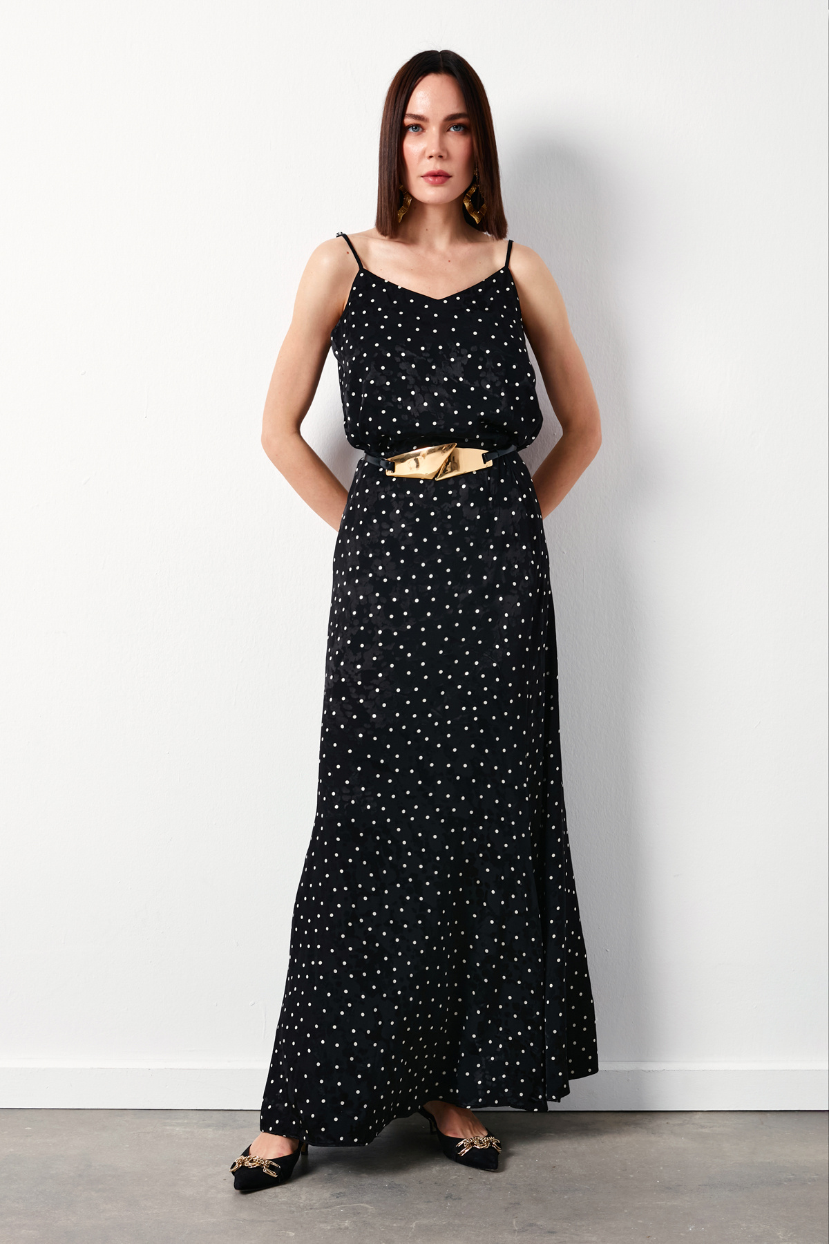 Polka Dot Patterned Blouse - BLACK