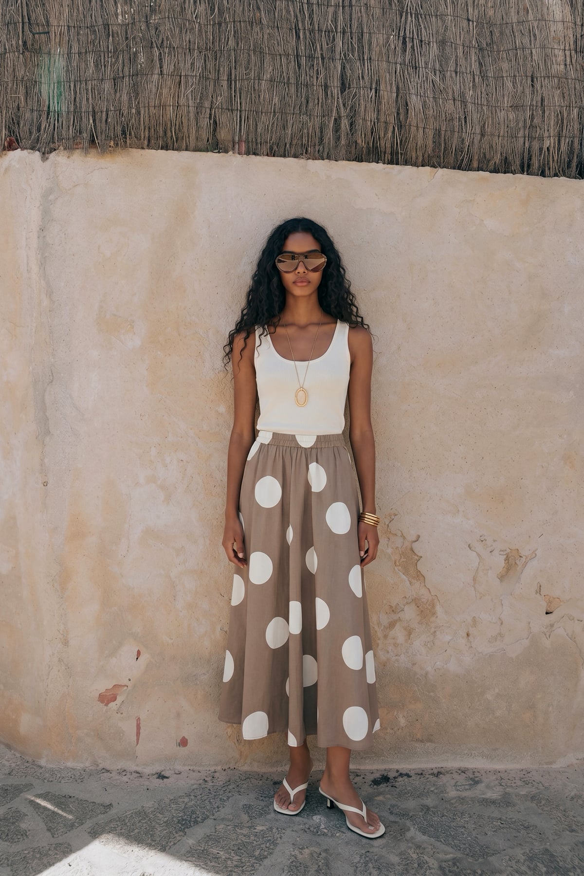 Polka Dot Poplin Skirt - Mınk