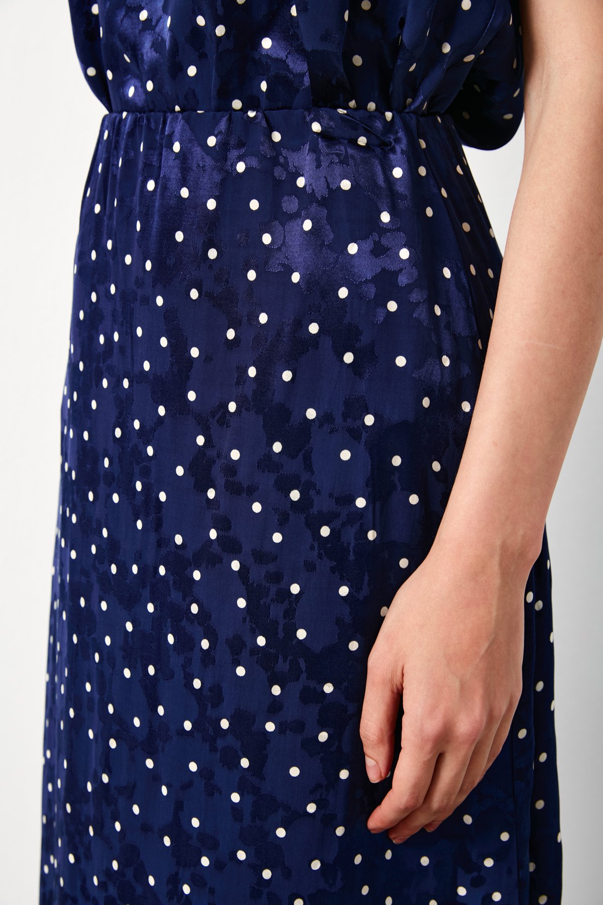 Puantiye Desenli Uzun Etek - LACİVERT