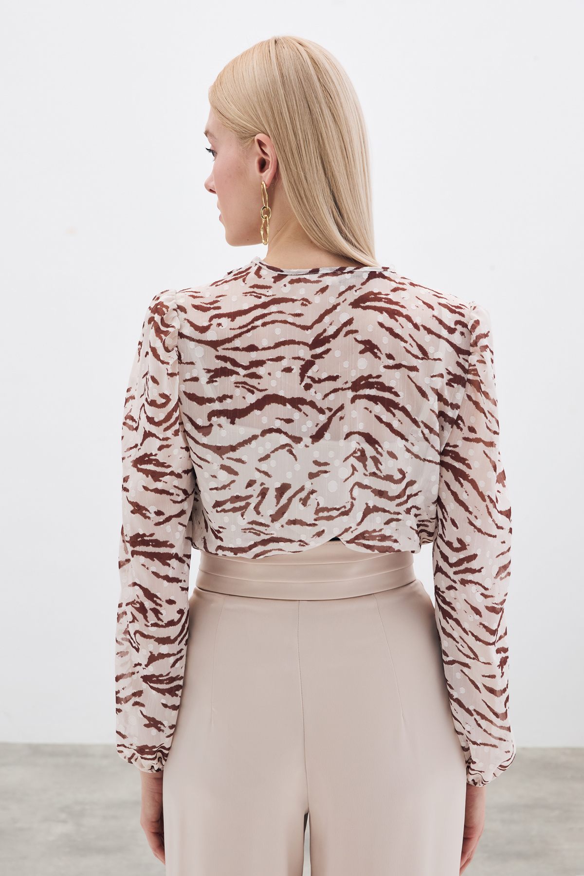 Puantiye Dokulu Bodysuit - Kahve