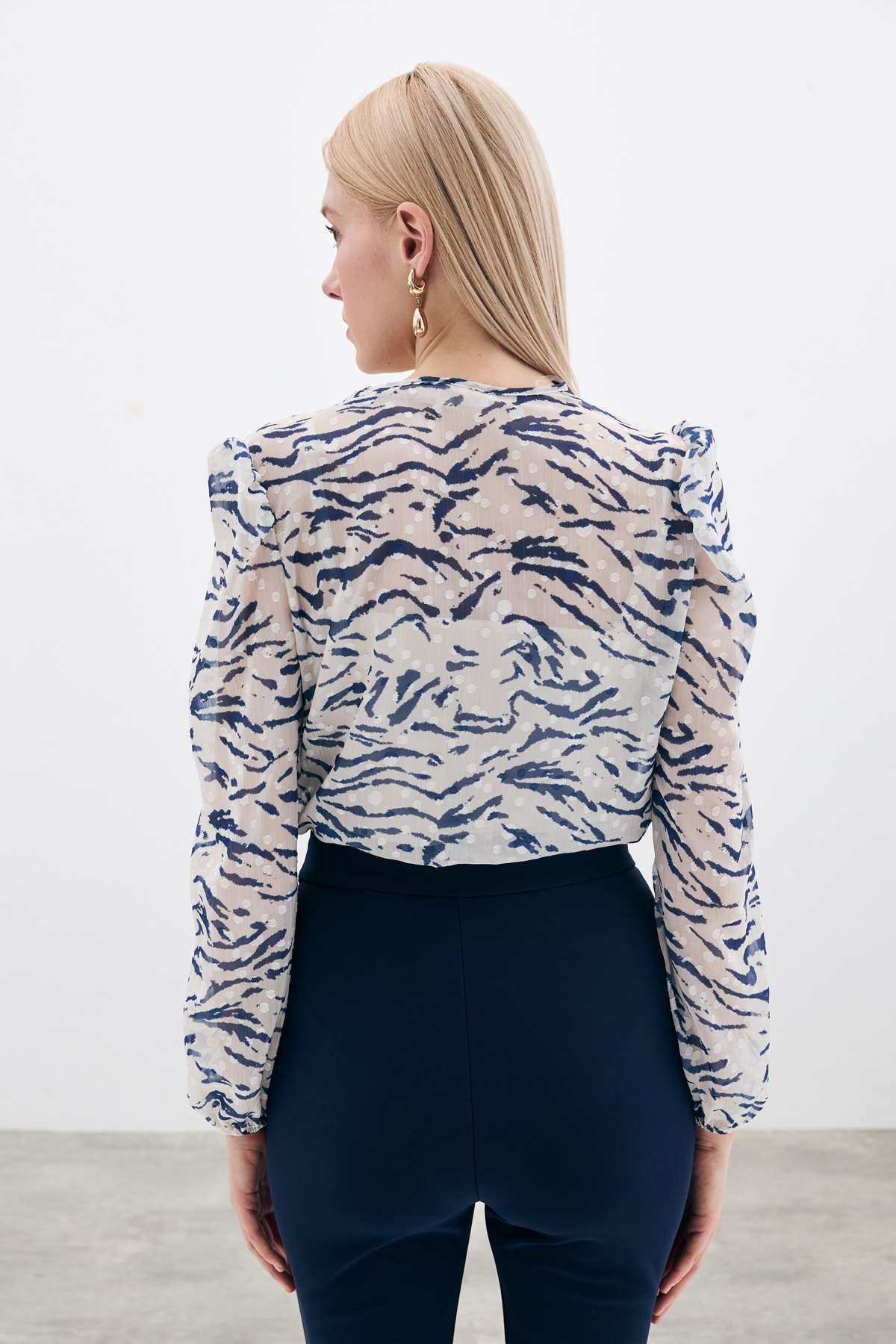 Puantiye Dokulu Bodysuit - Mavi