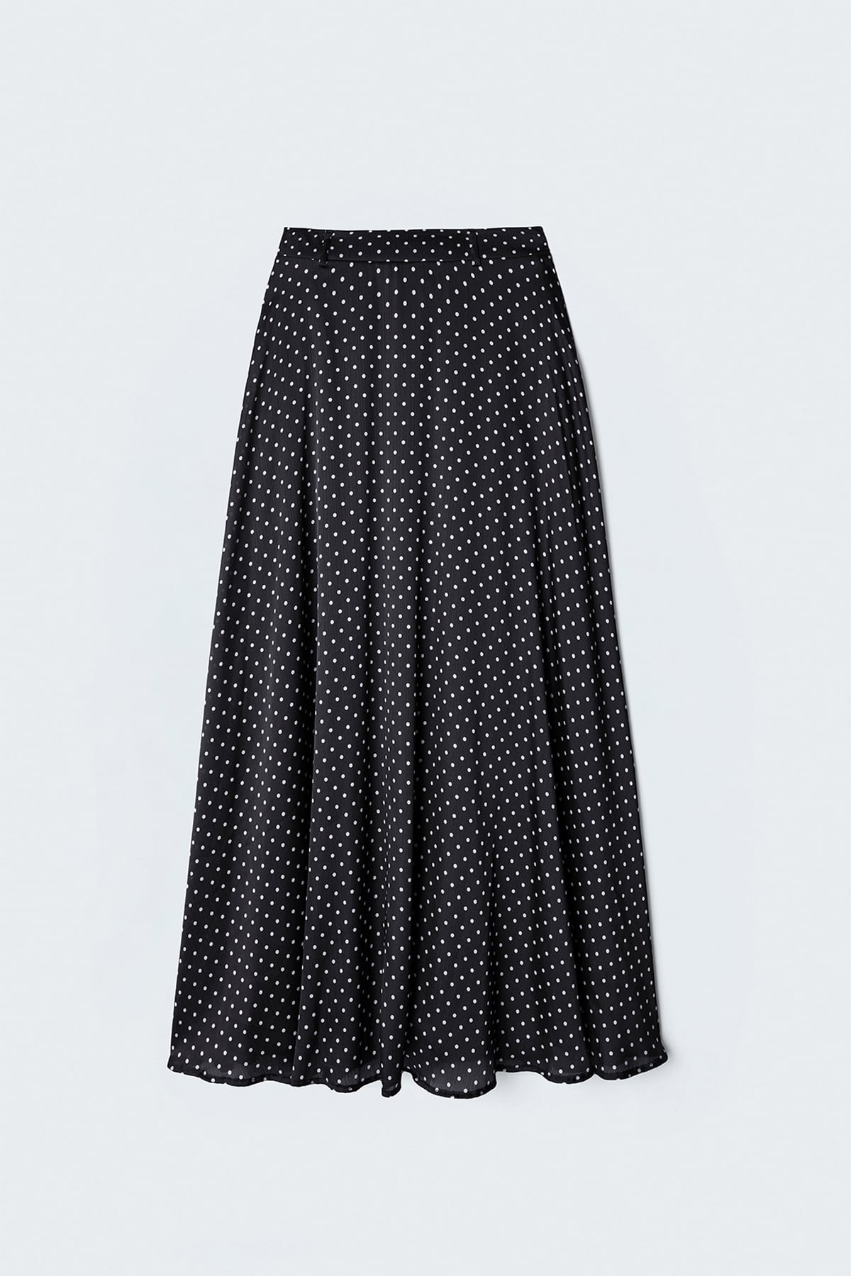 Polka Dot Long Skirt - Black