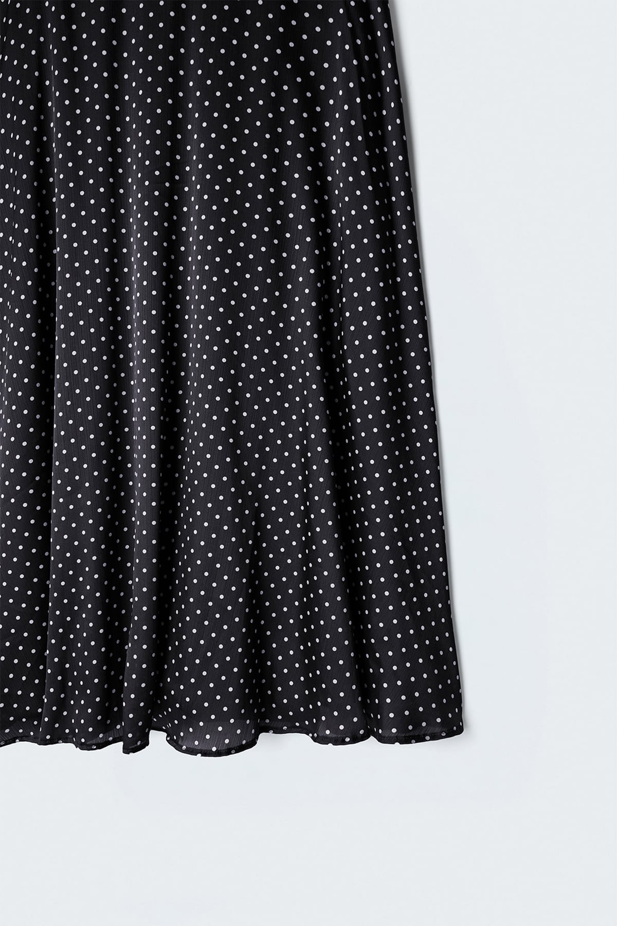 Polka Dot Long Skirt - Black