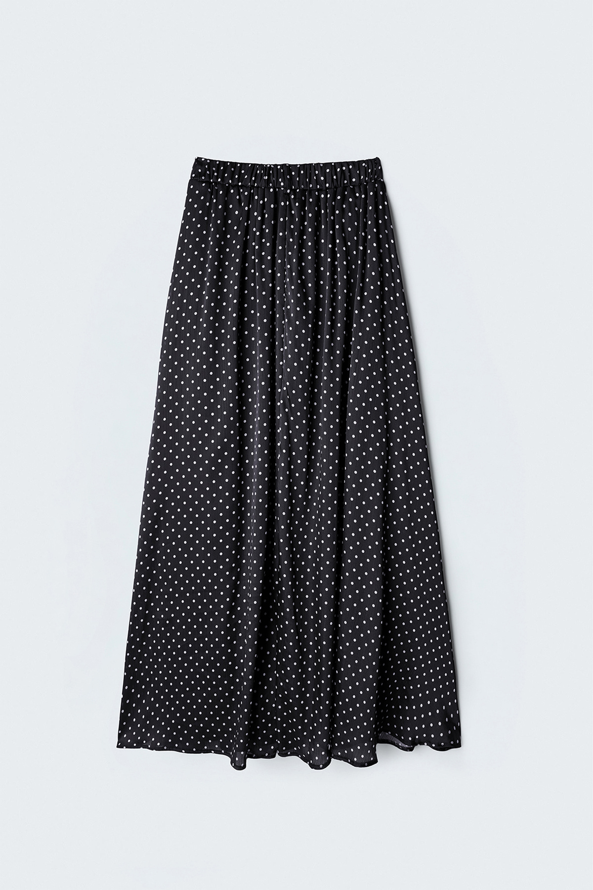 Polka Dot Long Skirt - Black