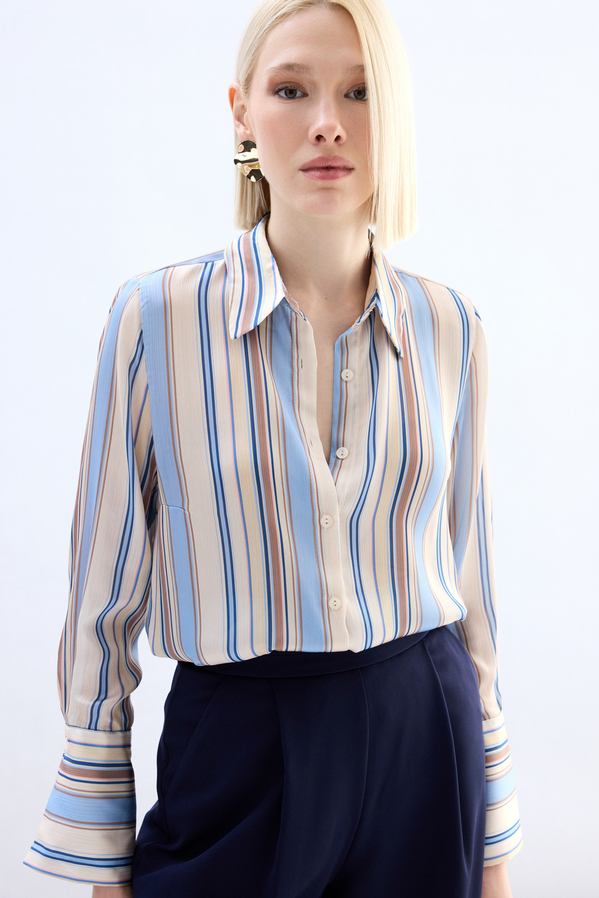 Renkli Çizgili Gömlek - Bebe Mavi