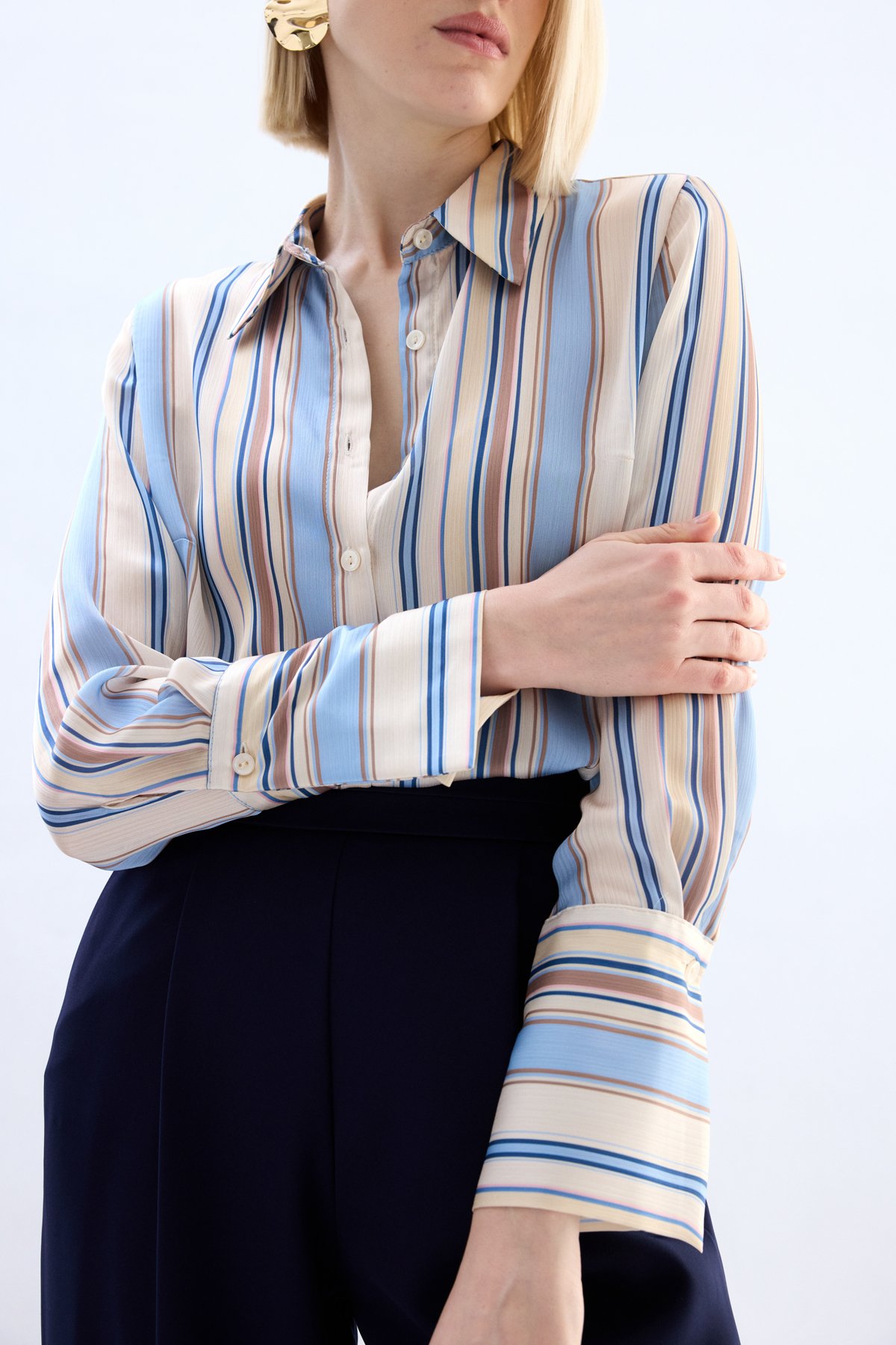 Renkli Çizgili Gömlek - Bebe Mavi