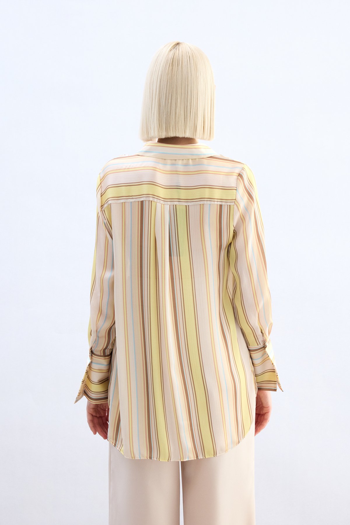 Renkli Çizgili Gömlek - Sarı