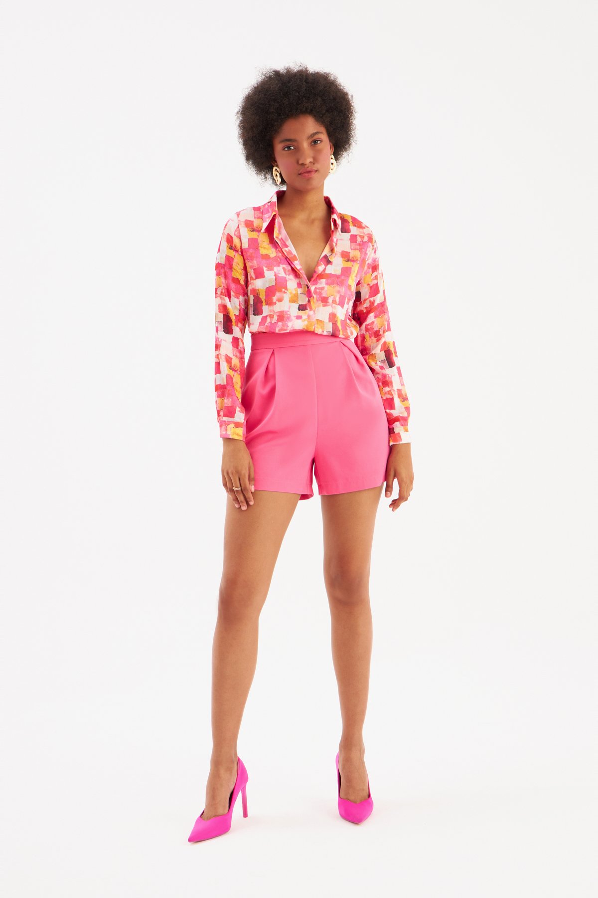 Colorful Patterned Shirt - FuchsIa