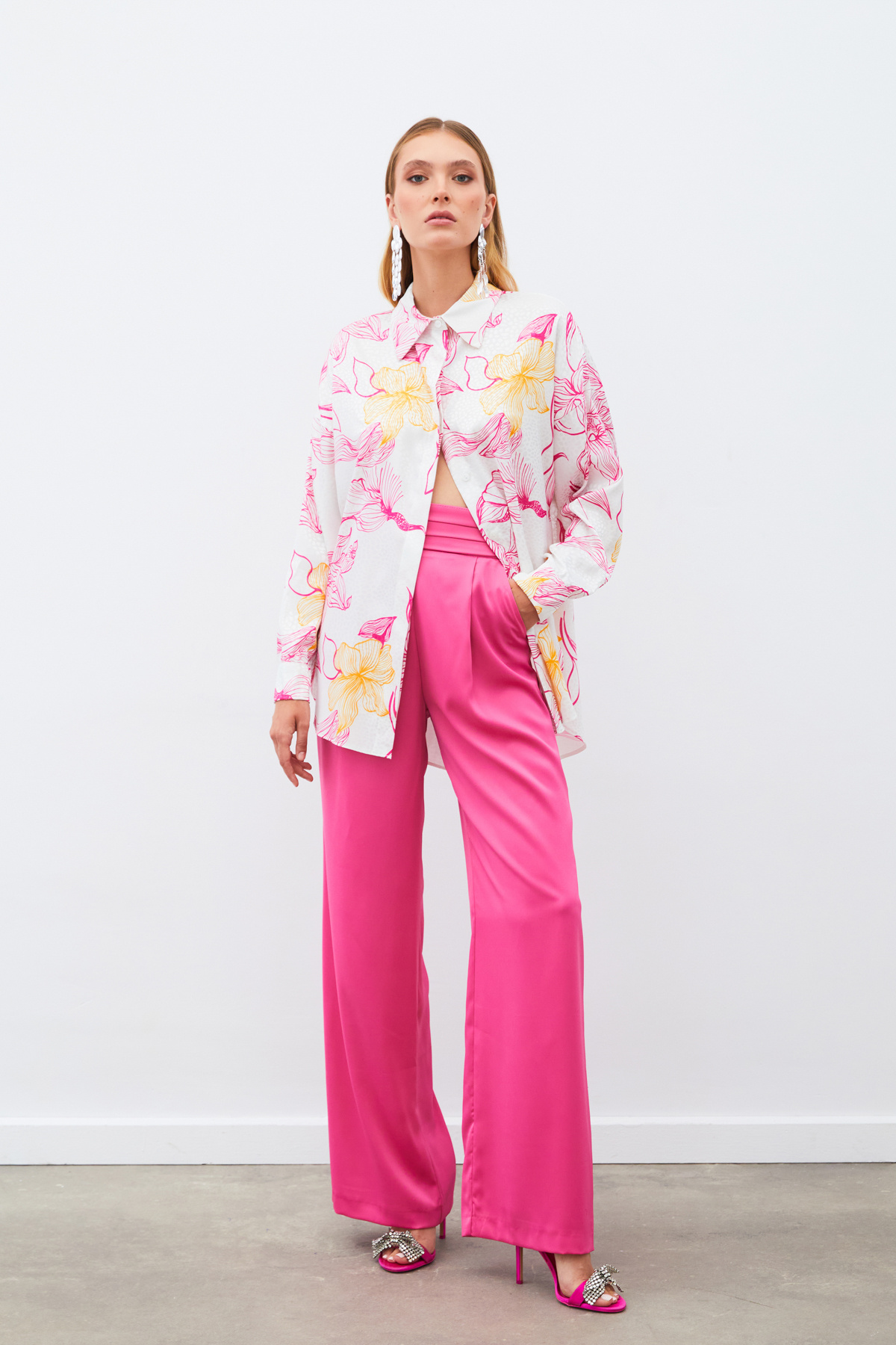 Renkli Desenli Salaş Gömlek - FUSYA