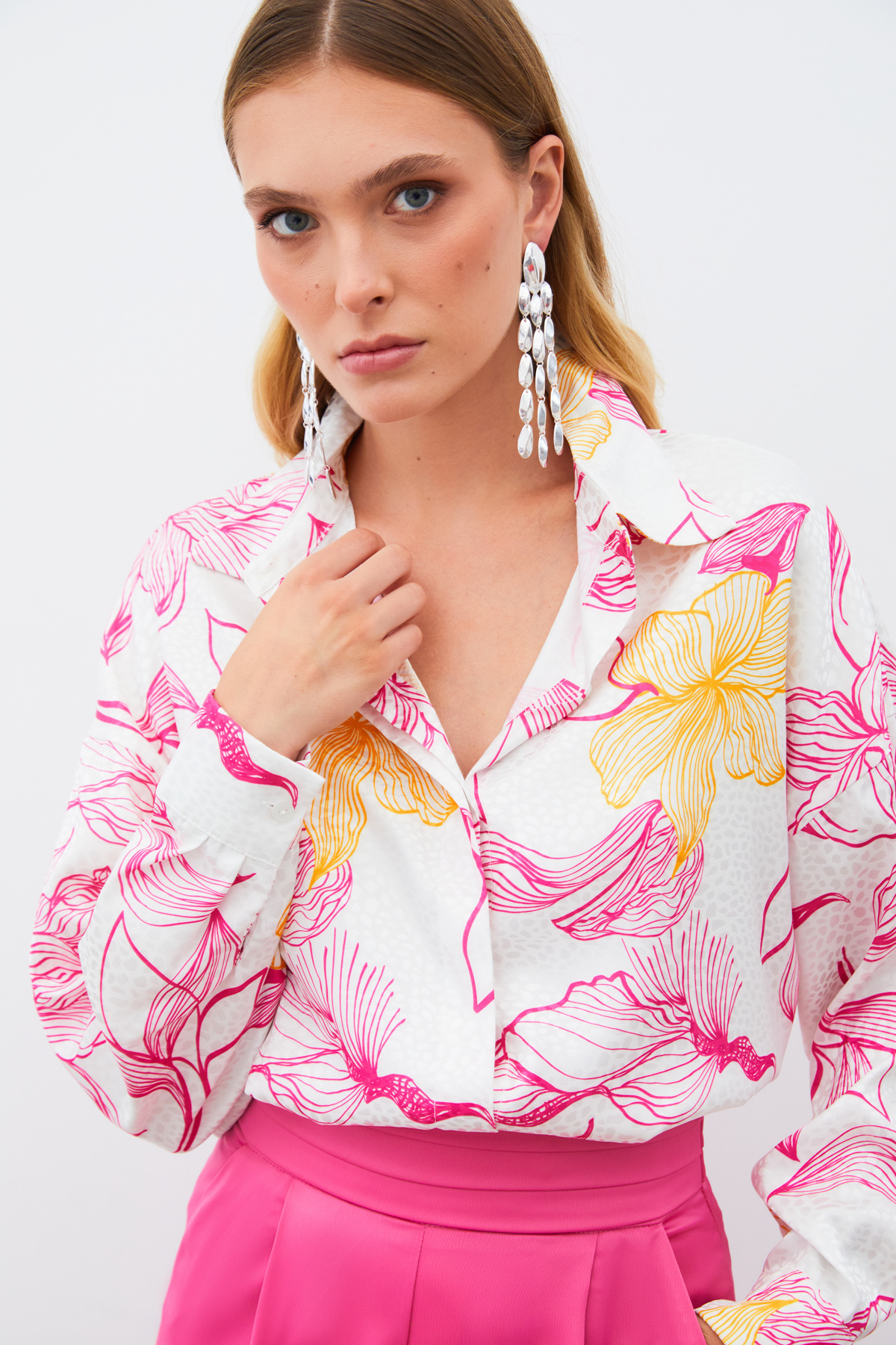 Renkli Desenli Salaş Gömlek - FUSYA