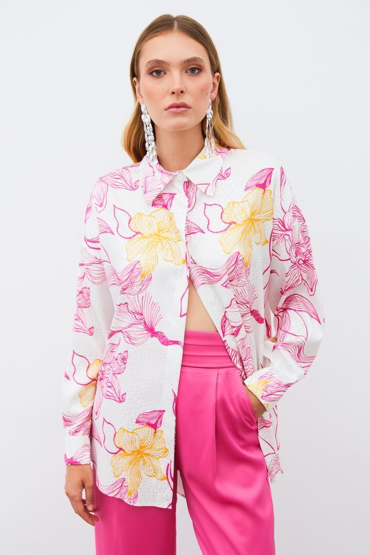 Renkli Desenli Salaş Gömlek - FUSYA