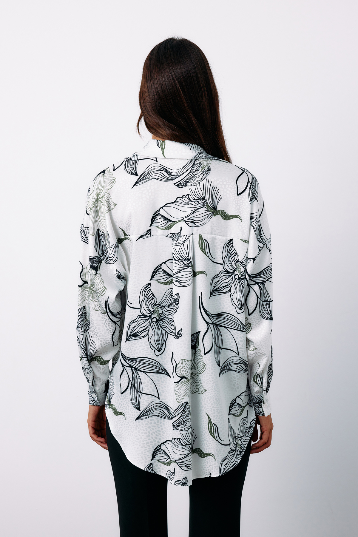 Renkli Desenli Salaş Gömlek - SİYAH