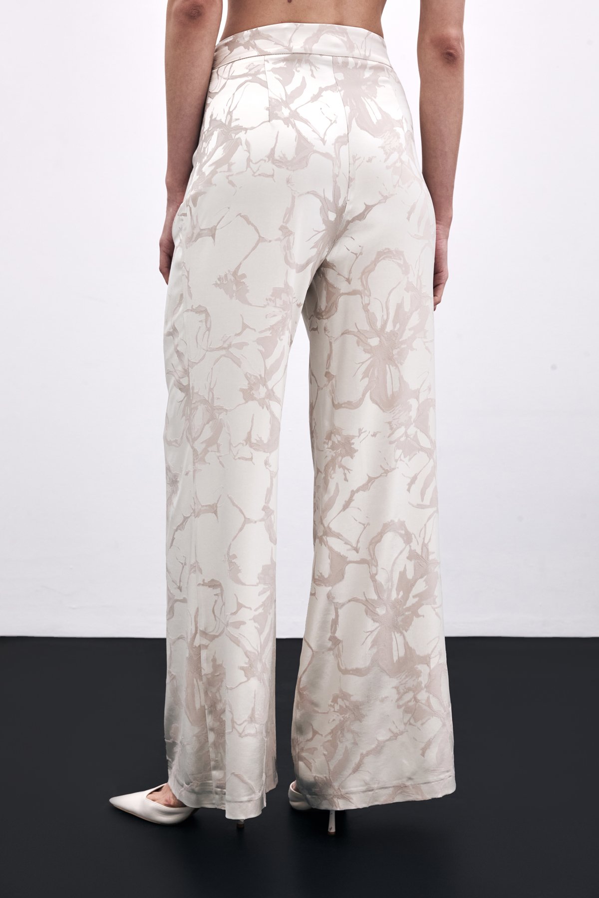 Renkli Jakarlı Pantolon - Bej