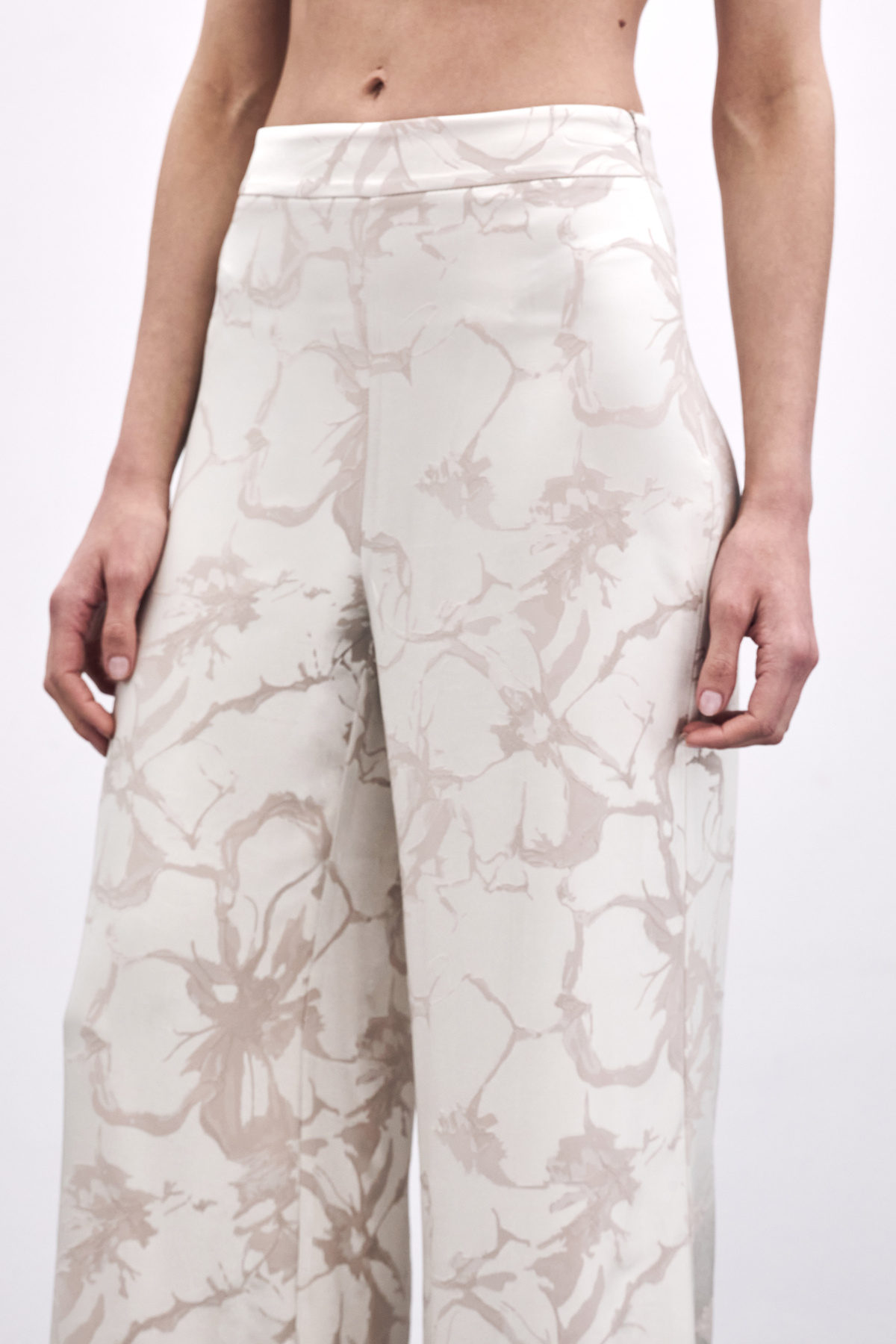 Renkli Jakarlı Pantolon - Bej