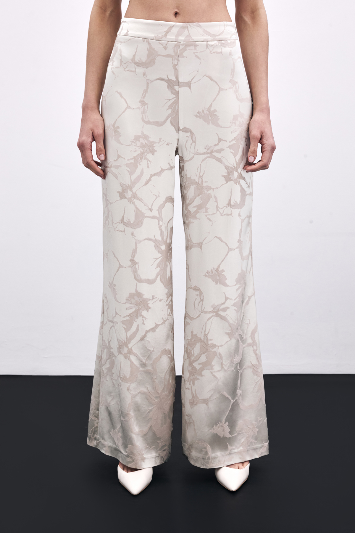 Renkli Jakarlı Pantolon - Bej