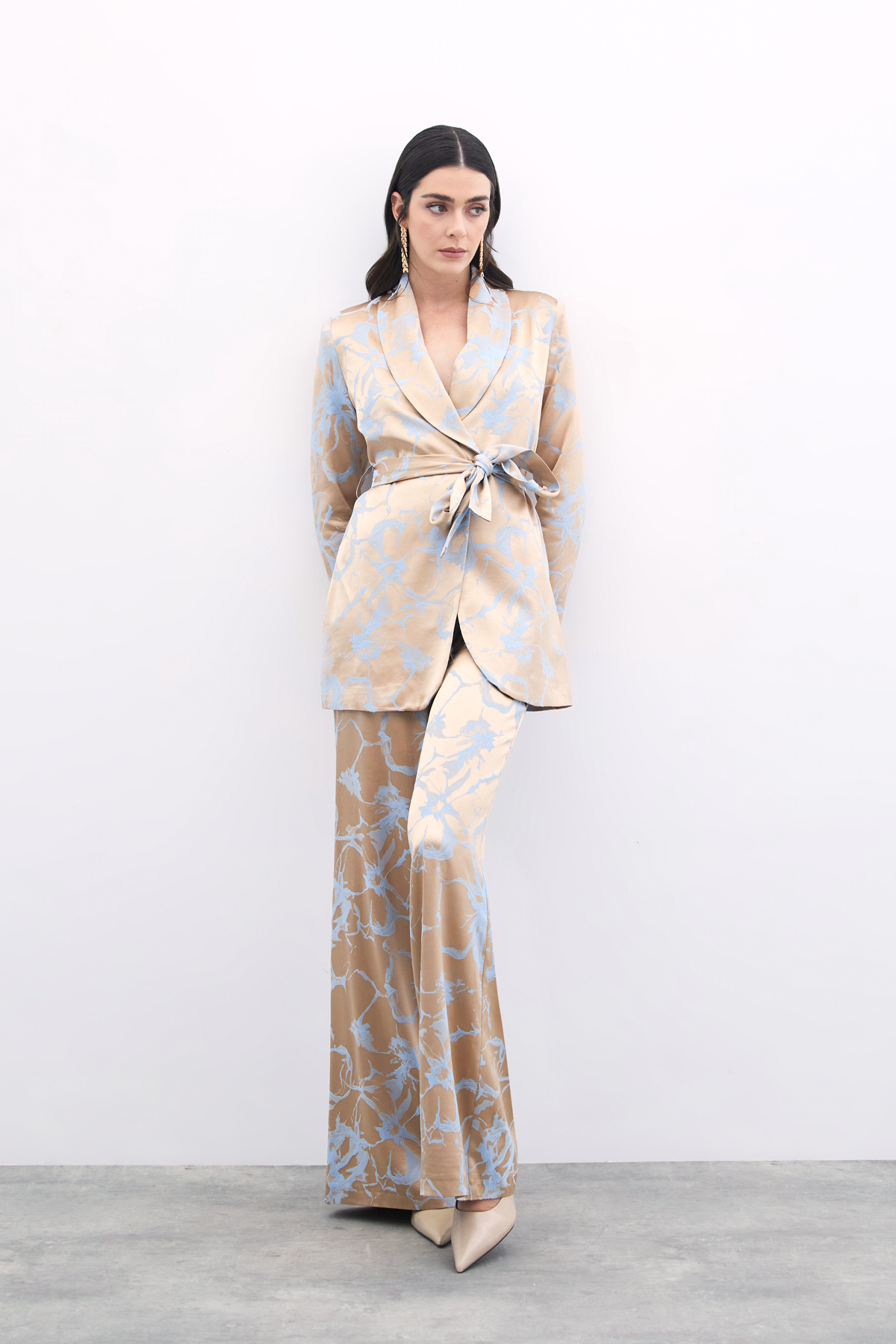 Renkli Jakarlı Pantolon - Mavi